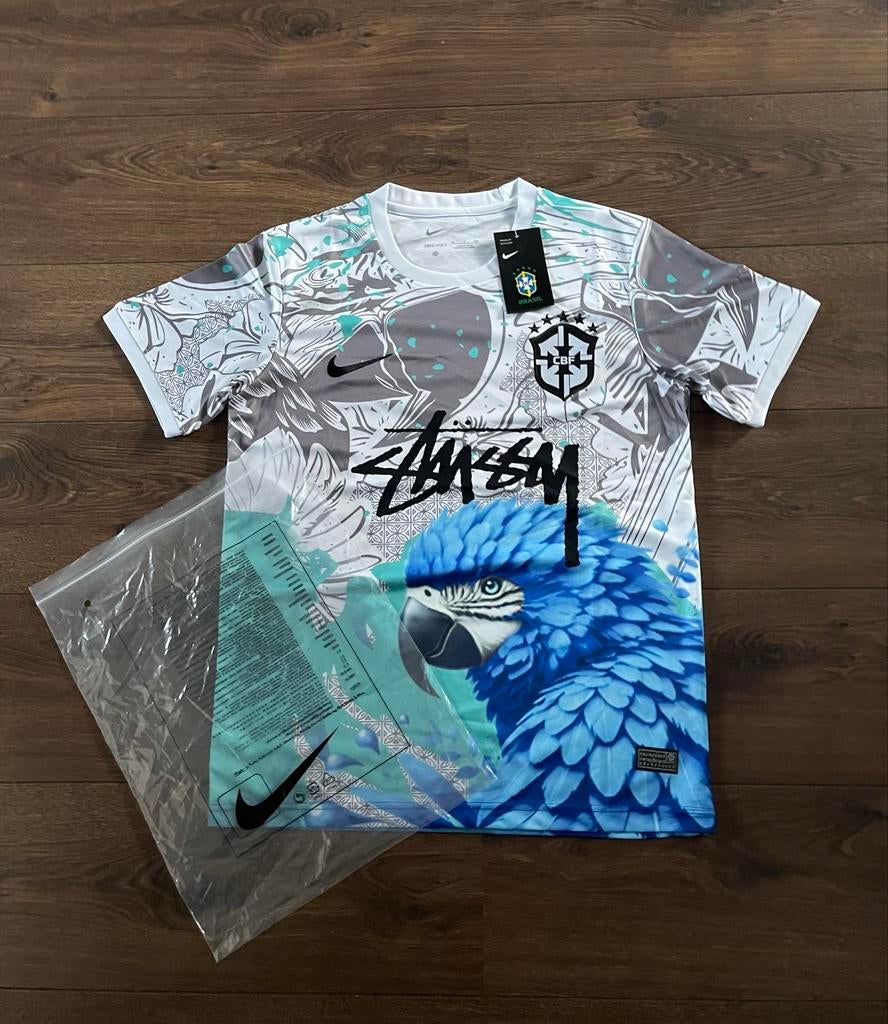 Stussy x Nike x Brazilië voetbalshirt met papegaai, Ophalen of Verzenden, Nieuw, Maat 46 (S) of kleiner, Blauw