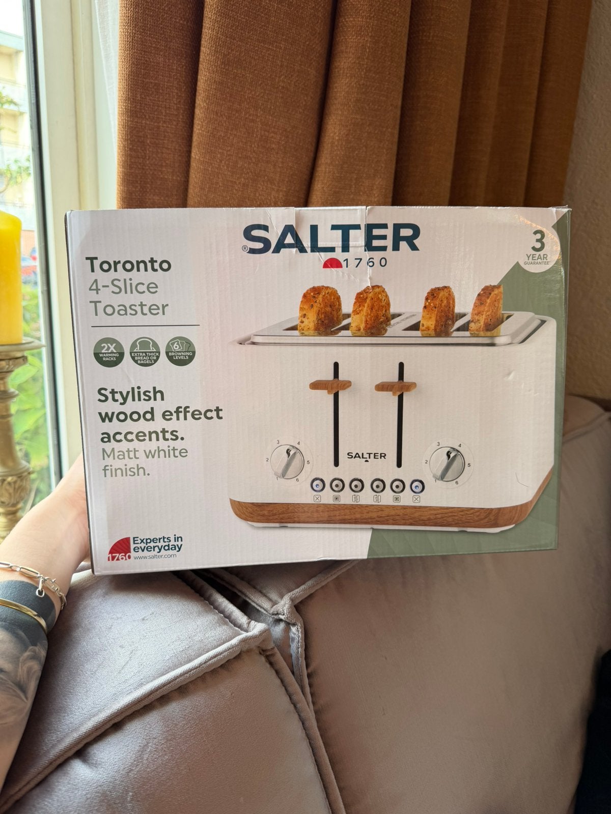 Salter Toronto 4-slice broodrooster wit/hout – NIEUW, Ophalen, Zo goed als nieuw