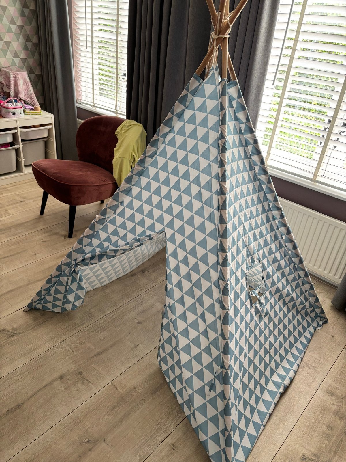 Leuke Kinder Tipi Tent - Blauw/Wit Patroon, Ophalen, Gebruikt, Jongen of Meisje