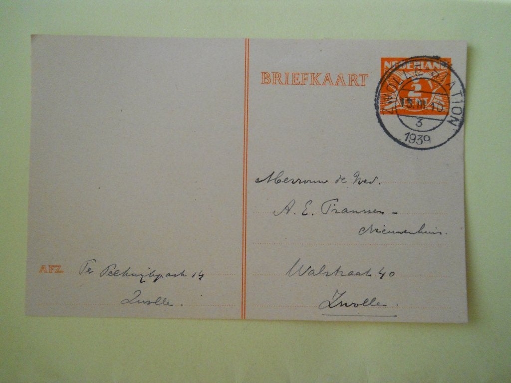Nederland 1925 Briefkaart Vliegende duif gestempeld Zwolle, Ophalen of Verzenden, Briefkaart