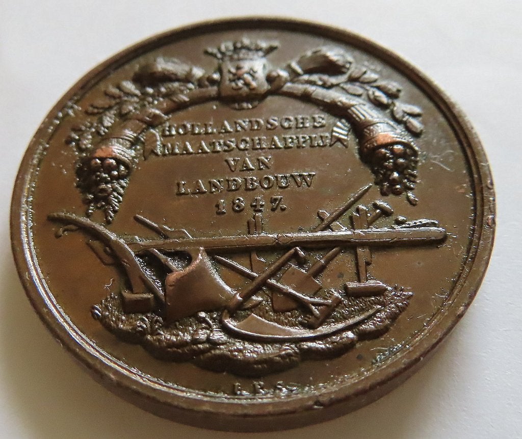 Prijspenning  brons 1852 landbouwtentoonstelling Haarlem, Verzenden, Brons, Nederland