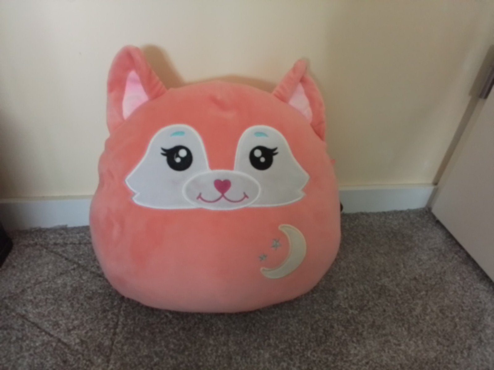 Squishmallow roze vos knuffel met maantje, Ophalen of Verzenden, Zo goed als nieuw, Middelgroot (20 tot 80 cm), Roze