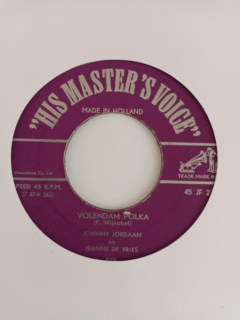 Johnny Jordaan & Jeanne De Vries - Volendam Polka, Voor 1960, 7 inch, Ophalen of Verzenden, Zo goed als nieuw