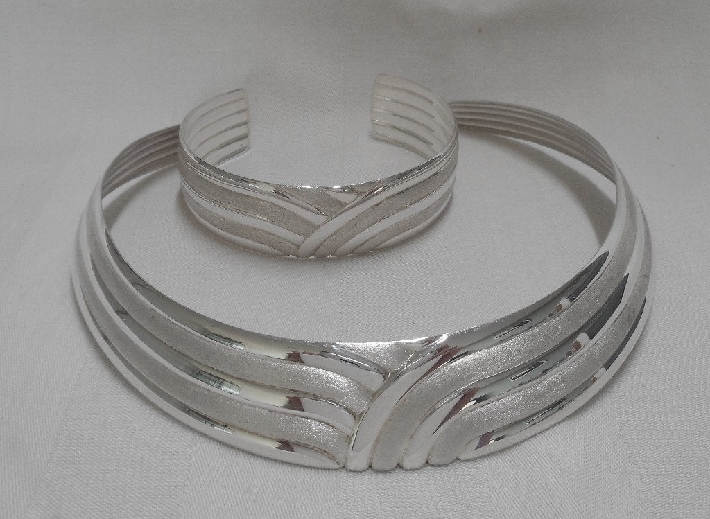 Prachtige zilveren modernist set spang met armband nr.442, Sieraden, Tassen en Uiterlijk, Verzenden, Zo goed als nieuw, Zilver