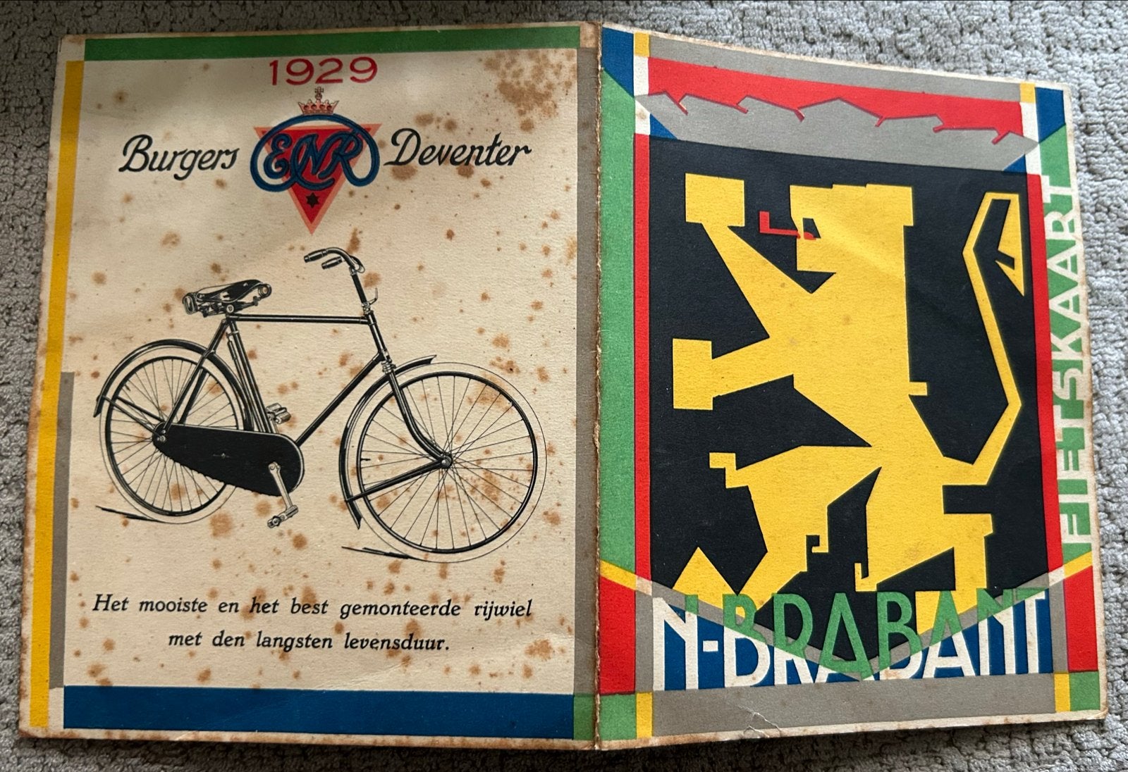 Burgers ENR Noord-Brabant Fietskaart 1929, Boeken, Atlassen en Landkaarten, Gelezen, Ophalen of Verzenden, Landkaart, 1800 tot 2000
