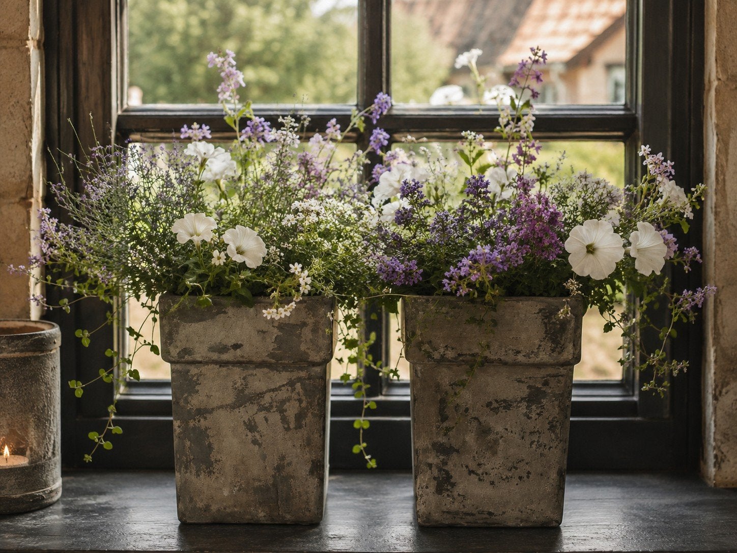 2 grote stoere bloempotten, Steen, Vierkant, Nieuw, Ophalen of Verzenden