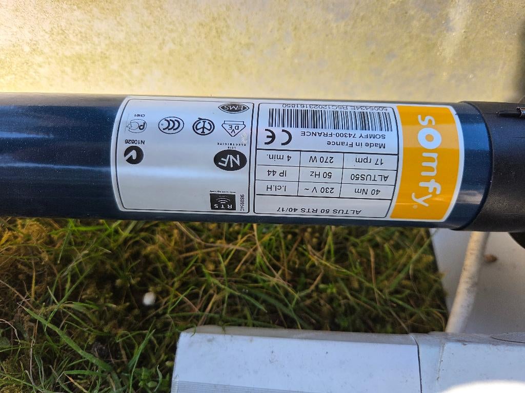 Somfy Altus 50 RTS buismotor – rolluik/zonwering, Ophalen, Gebruikt, Minder dan 100 cm, Wit