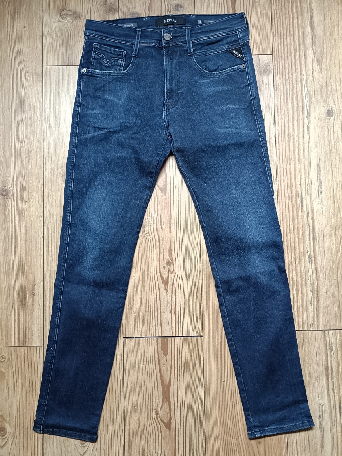 Replay anbass hyperflex maat 33-32, Kleding | Heren, Ophalen of Verzenden, Zo goed als nieuw, Blauw, W33 - W34 (confectie 48/50)