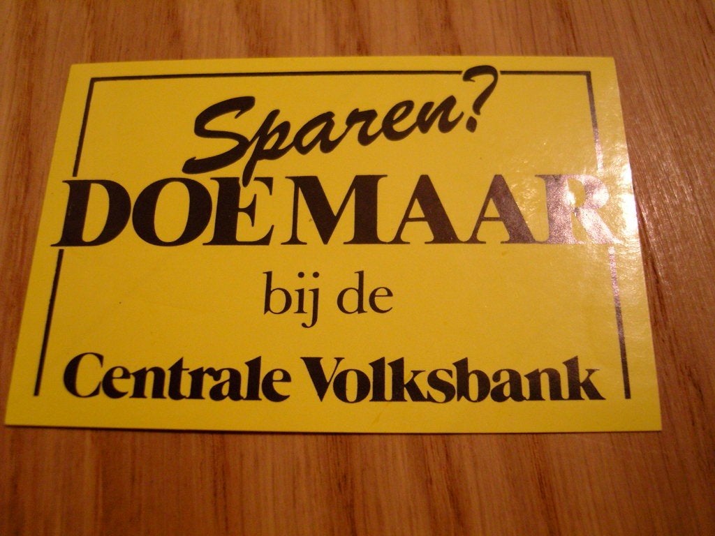 sticker sparen? DOE MAAR bij de centrale volksbank *, Verzamelen, Ophalen, Zo goed als nieuw