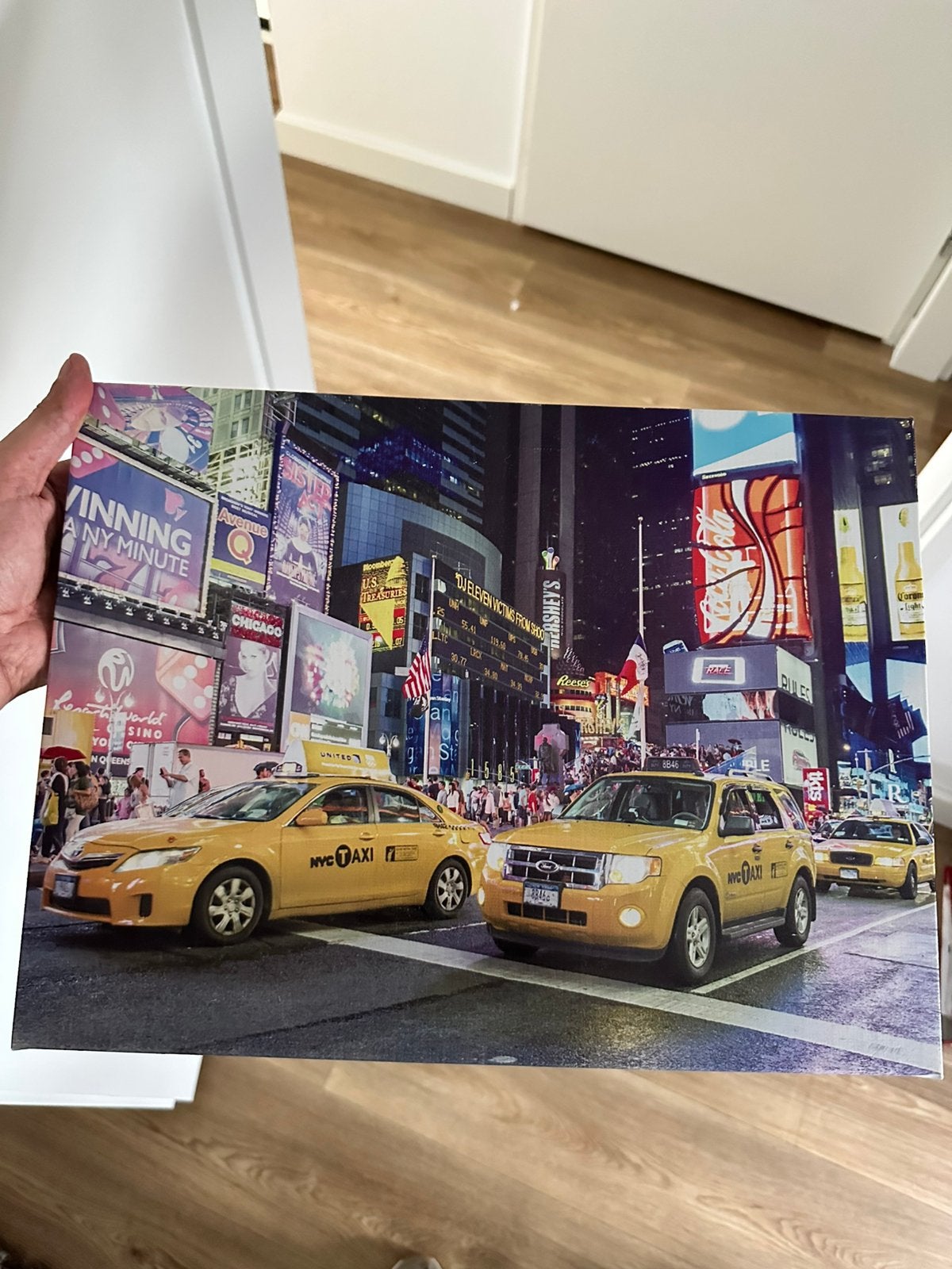 te koop doek new york landscape met verlichting, werkend, Ophalen of Verzenden, Zo goed als nieuw, Schilderij