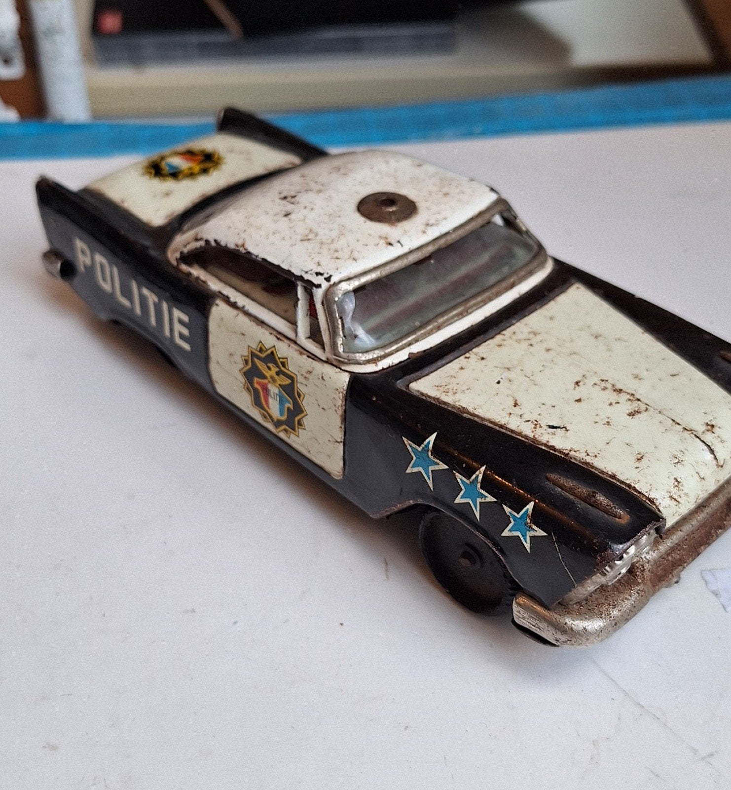Vintage Blikken Politie Auto - Made in Japan, Antiek en Kunst, Antiek | Speelgoed, Ophalen of Verzenden
