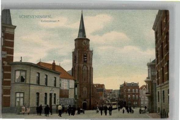 Scheveningen Keizerstraat met tram en volk, Verzenden, Voor 1920, Ongelopen, Zuid-Holland