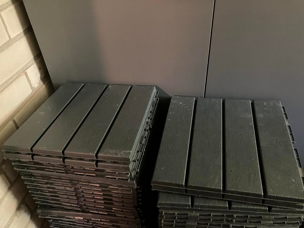 Ikea Runnen Donkergrijs Vlondertegels - 10,8 m2 (120 stuks), Tuin en Terras, Ophalen, Gebruikt, Composiet