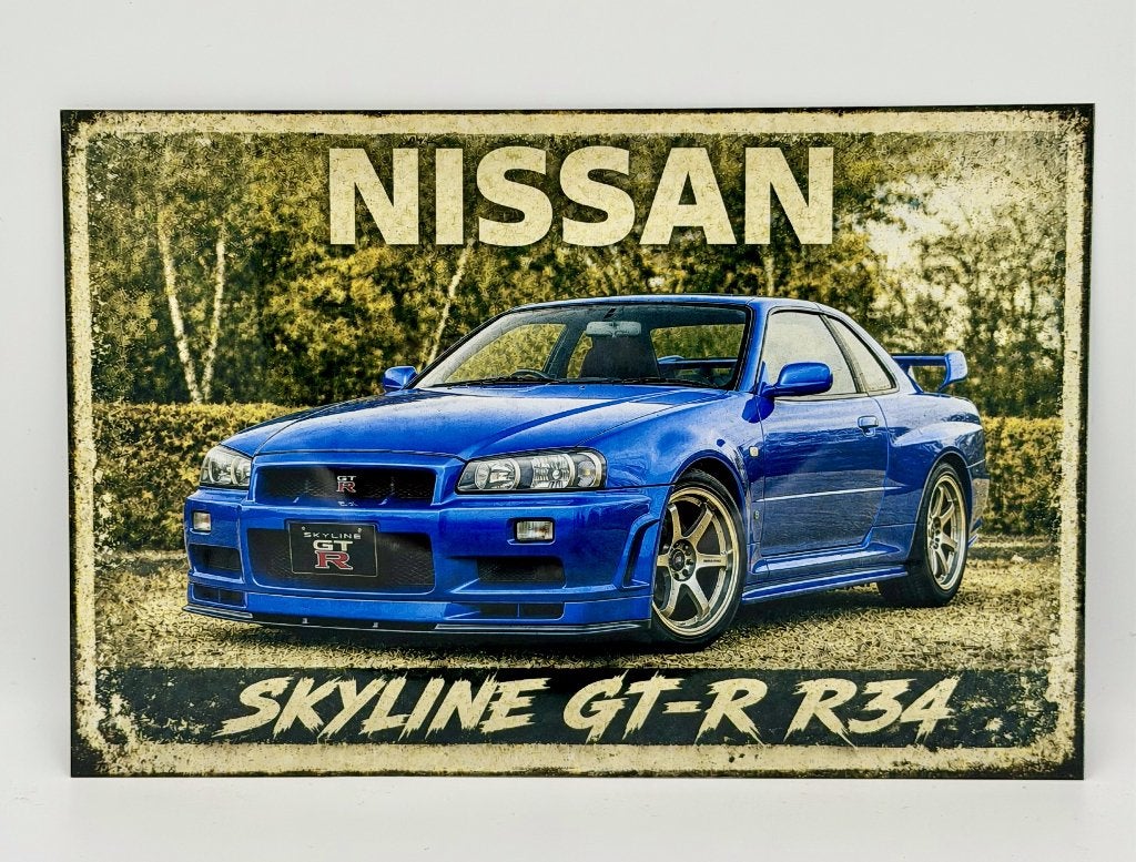 Nissan Skyline GT-R R34 bord | 20x30cm | Nissan GTR, Verzenden, Nieuw, Reclamebord