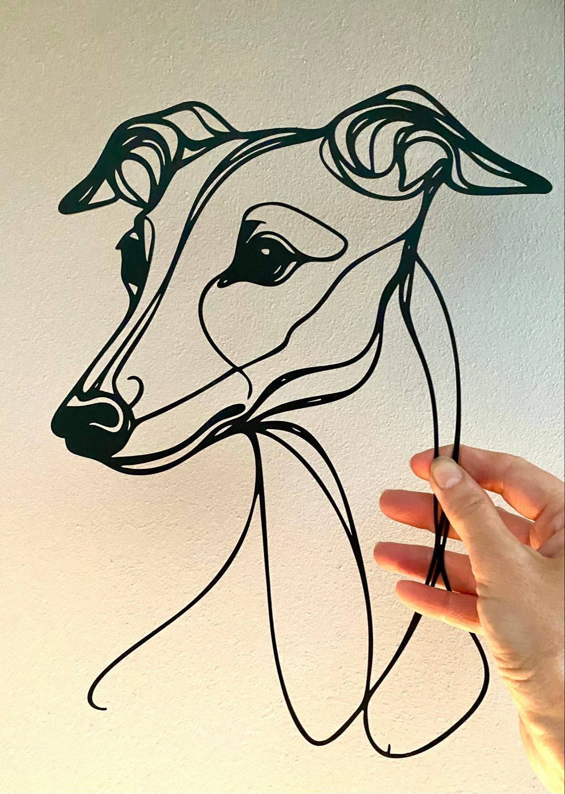 Metalen Windhond whippet greyhound italiaan Wanddecoratie, Verzenden