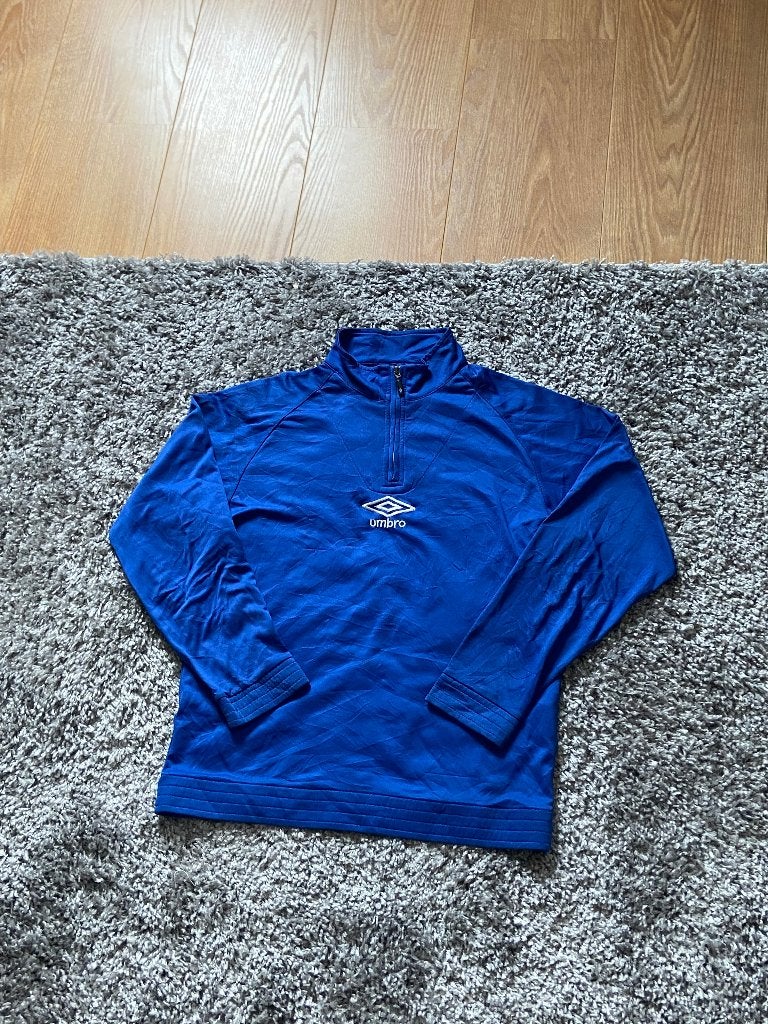 Umbro Quarter Zip Blauw met Witte Details in Maat S, Blauw, Ophalen of Verzenden, Gedragen, Maat 46 (S) of kleiner
