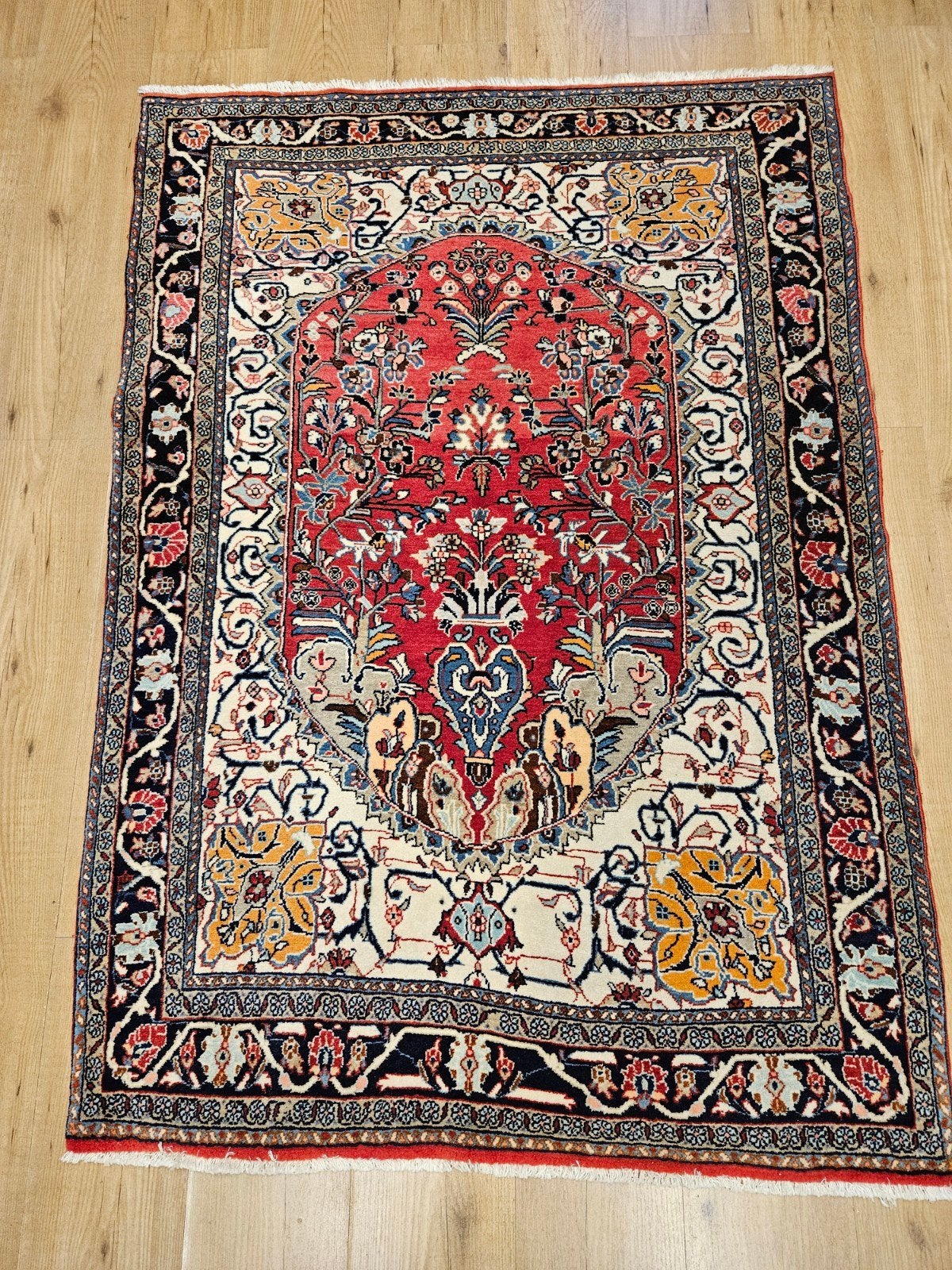 Vintage handgeknoopt perzisch tapijt bidjar 155x110