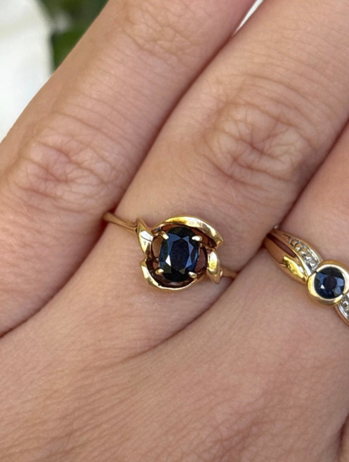 Vintage 9 karaat gouden ring met saffier, Met edelsteen, Dame, Goud, Verzenden