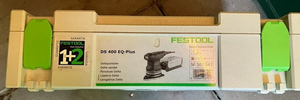 Festool schuurmachine DS 400 EQ plus met extra pads, Ophalen, Gebruikt, Minder dan 600 watt, Vlakschuurmachine