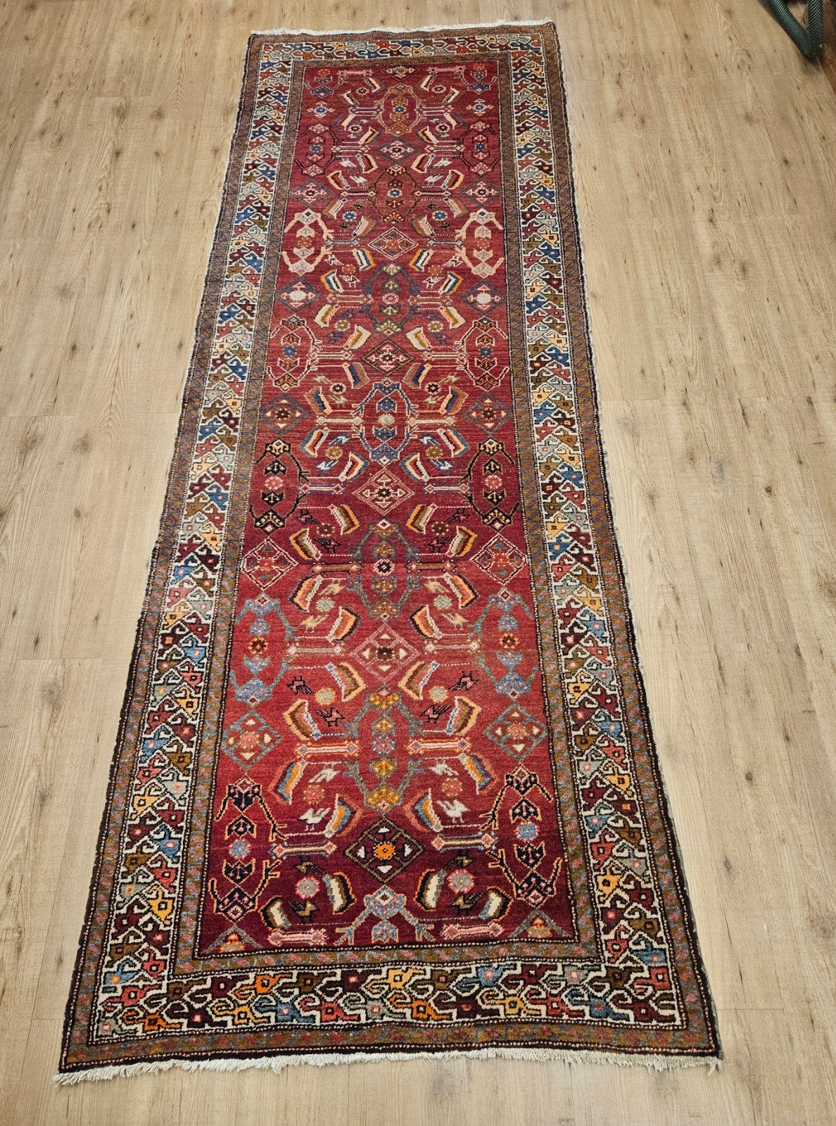 Vintage handgeknoopt perzisch tapijt loper 320x113, Info@SlatsAntiek.nl, Tweedehands, Perzisch, 200 cm of meer