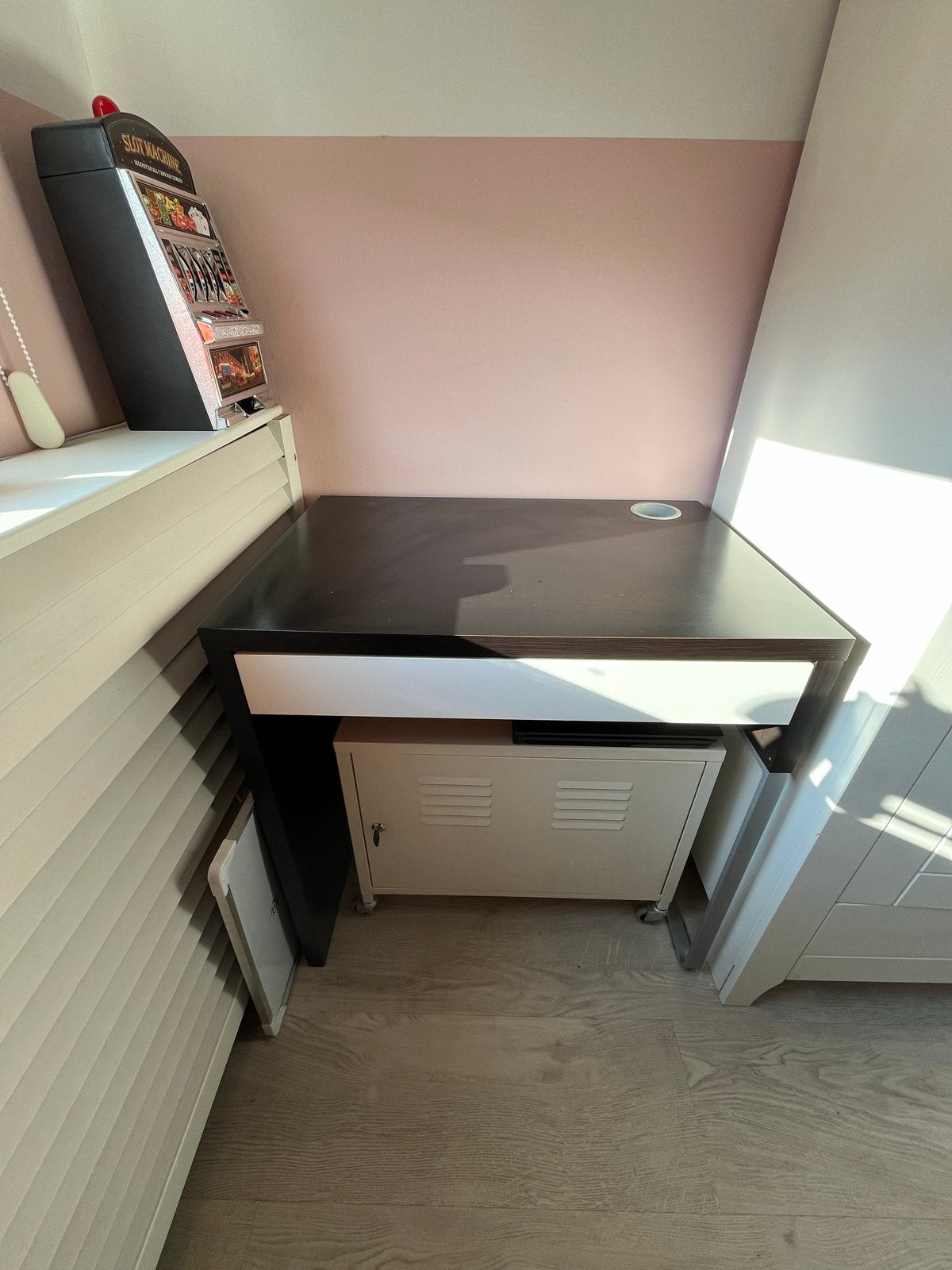 Compact bureau zwart/donkerbruin met lade, Ophalen, Met lades, Zwart