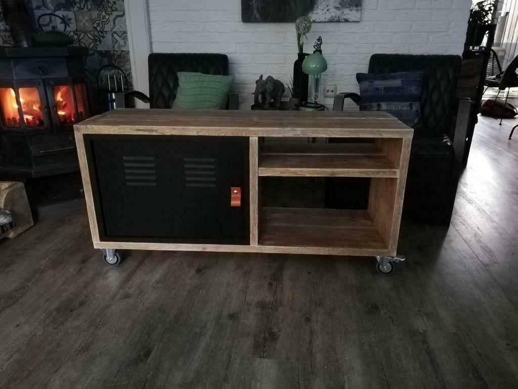 Industrieel tv meubel 120 cm, 100 tot 150 cm, Nieuw, Minder dan 100 cm, 25 tot 50 cm
