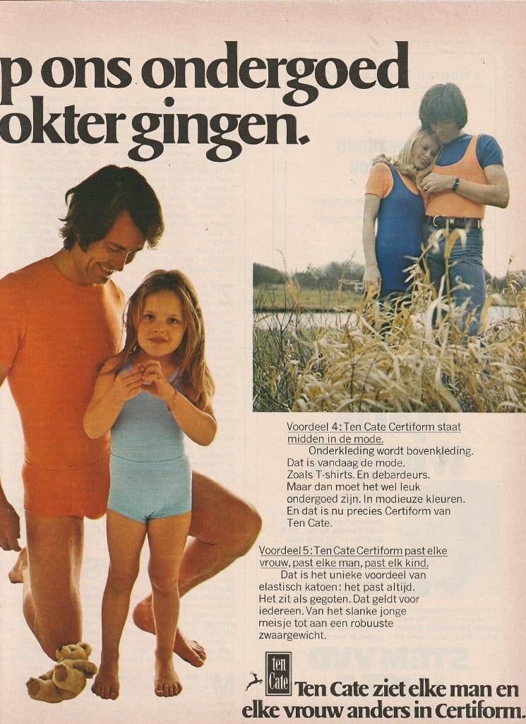 Retro reclame 1972 Ten Cate ondergoed heren & meisjes, Verzenden, Overige typen