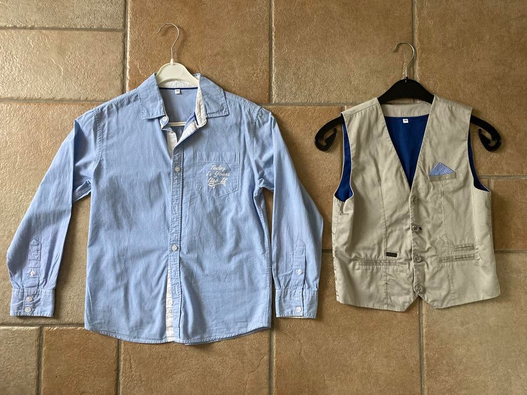 Overhemd en gilet maat 146 van C en A, Ophalen of Verzenden, Zo goed als nieuw, Jongen, Overhemd of Blouse