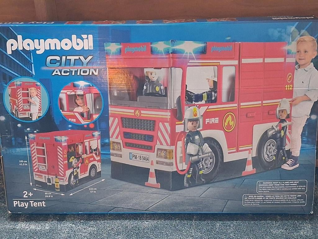 Playmobil speelgoed tent brandweerauto, Ophalen of Verzenden