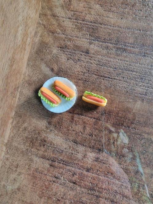 poppenhuis miniaturen 3 worsten broodjes hotdogs, Ophalen of Verzenden, Nieuw, Poppenhuis
