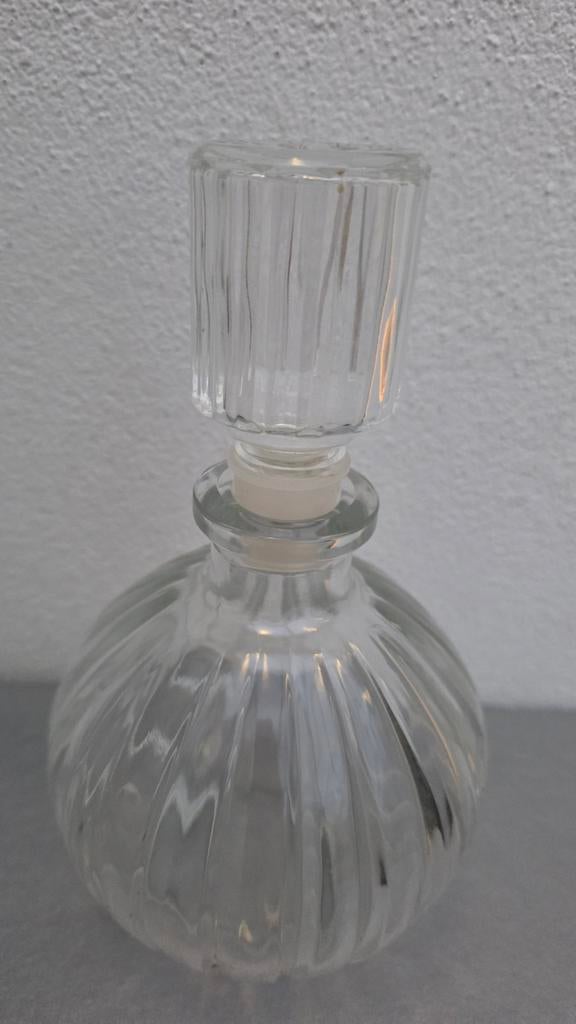 Vintage Glazen Fles met Stop, Wit, Ophalen of Verzenden, Minder dan 50 cm, Glas