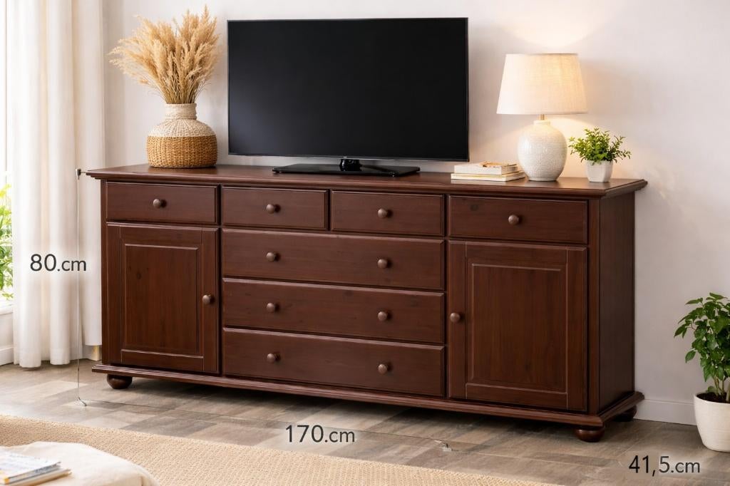 Groot houten dressoir 170 cm  Veel opbergruimte  Nette staat, Huis en Inrichting, Kasten | Dressoirs, Met plank(en), Strak modern