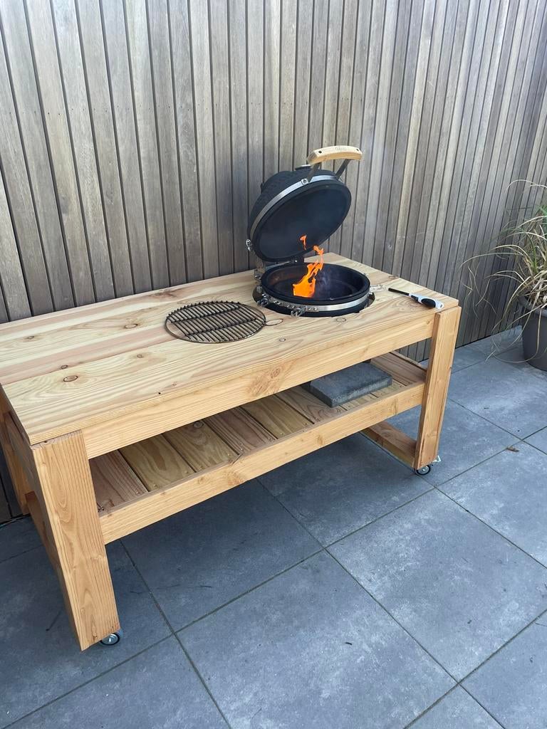 BBQ-tafel op maat | Buitenkeuken voor Kamado | Bijzettafel, Tuin en Terras, Ophalen, Inbouw, Houtskool, Zelf gemaakt