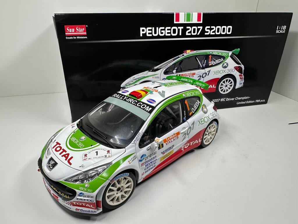PEUGEOT 207 S2000 #1 OJEDA RALLY DU VALAIS 2007 1:18 SUNSTAR, Ophalen of Verzenden, Nieuw, Auto, Sun Star