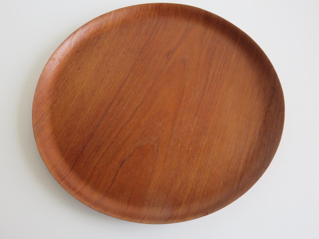 Vintage teakhouten rond dienblad Ary Fanerprodukte, Ophalen of Verzenden, Zo goed als nieuw, Rond, Hout