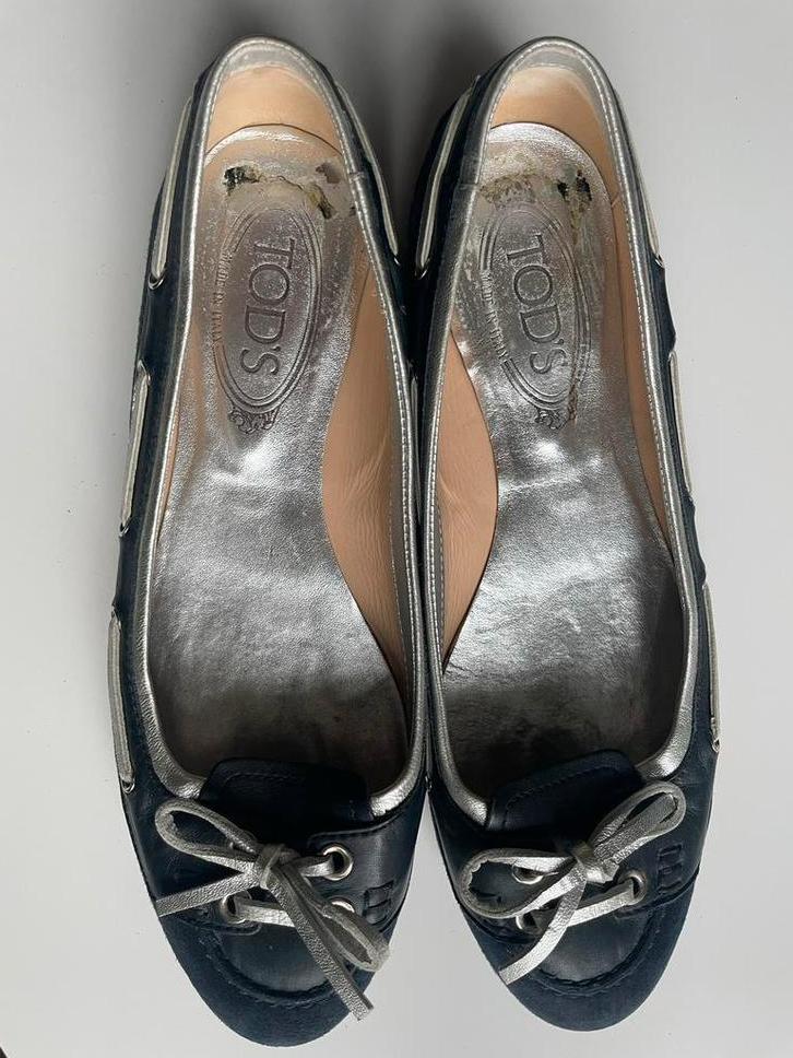 Tods Suède Navy Ballerina's Maat 39 - Licht Gebruikt, Kleding | Dames, Schoenen, Blauw, Gedragen, Ballerina's, Ophalen of Verzenden