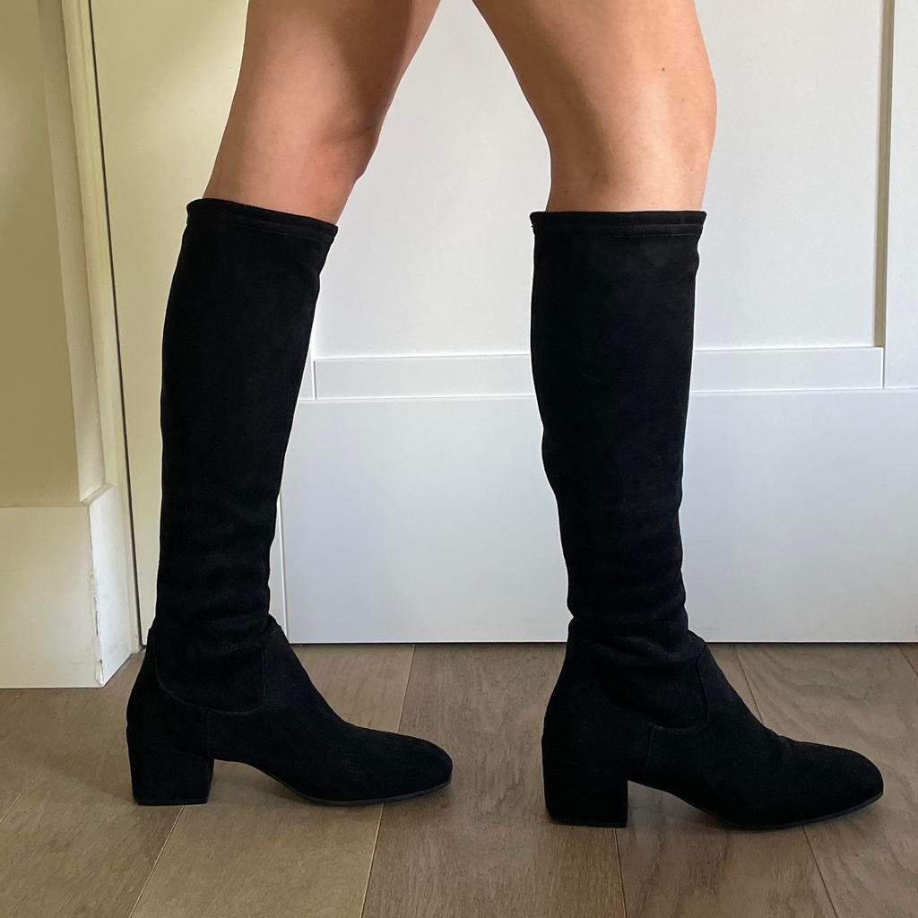 Lamica suede lange laarzen - maat 39, Kleding | Dames, Schoenen, Hoge laarzen, Verzenden, Zwart, Zo goed als nieuw