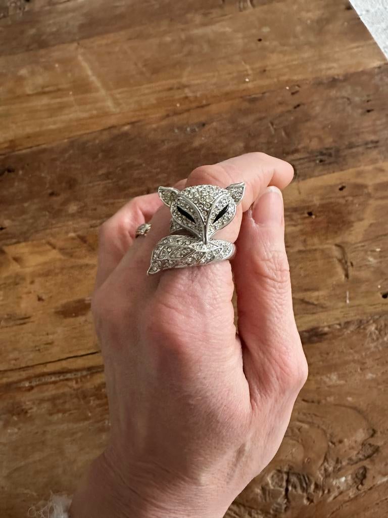 Vossenring met Strass Steentjes, Overige materialen, Ophalen of Verzenden, Zo goed als nieuw, Dame