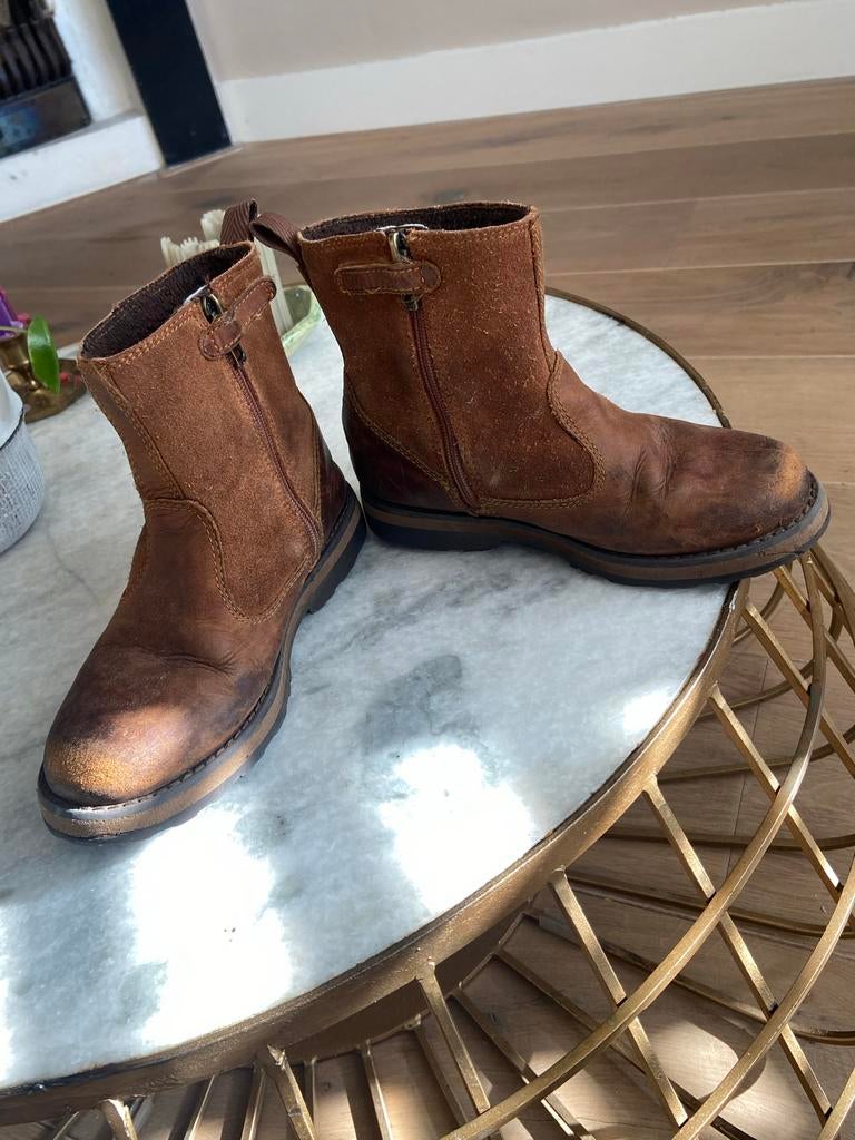 Bruine leren kinderlaarsjes Timberland maat 30, Ophalen of Verzenden, Gebruikt, Jongen of Meisje, Laarzen