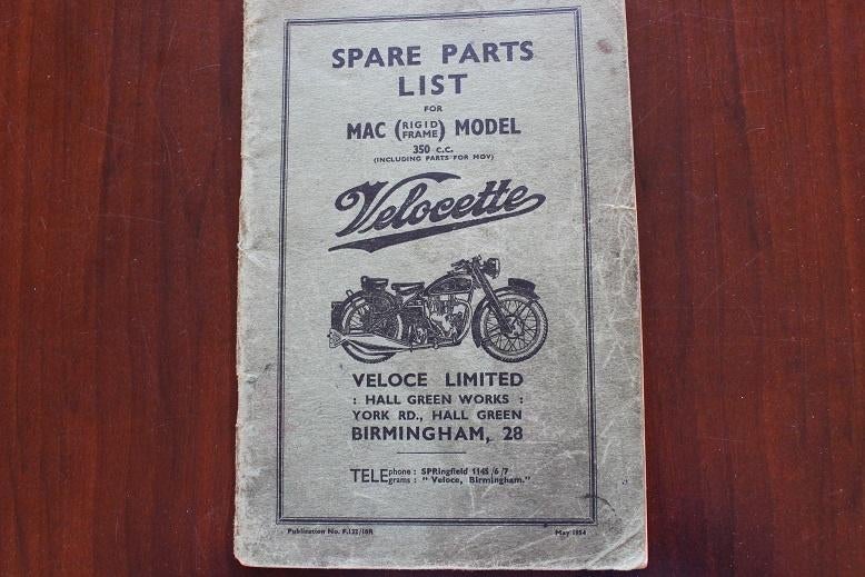 Velocette 350cc MAC 1954 motorcycle parts list 1936-1952 MOV, Motoren, Handleidingen en Instructieboekjes, Ophalen of Verzenden