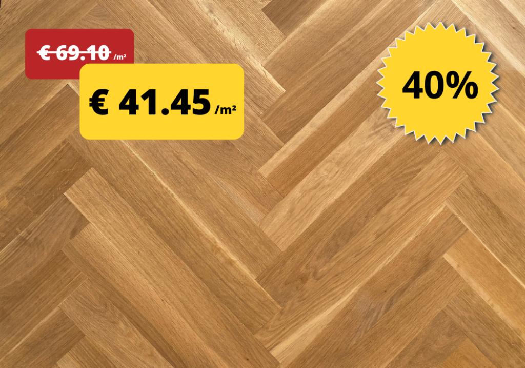 Visgraat parket voor € 44.90 /m² ! - STOCKVERKOOP, 50 tot 150 cm, Nieuw, 10 m² of meer, 10 tot 30 cm
