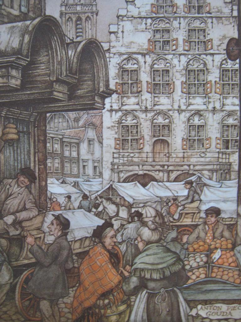 Anton Pieck. Afbeeldingen stadjes en steden., Antiek en Kunst, Kunst | Tekeningen en Foto's, Ophalen of Verzenden