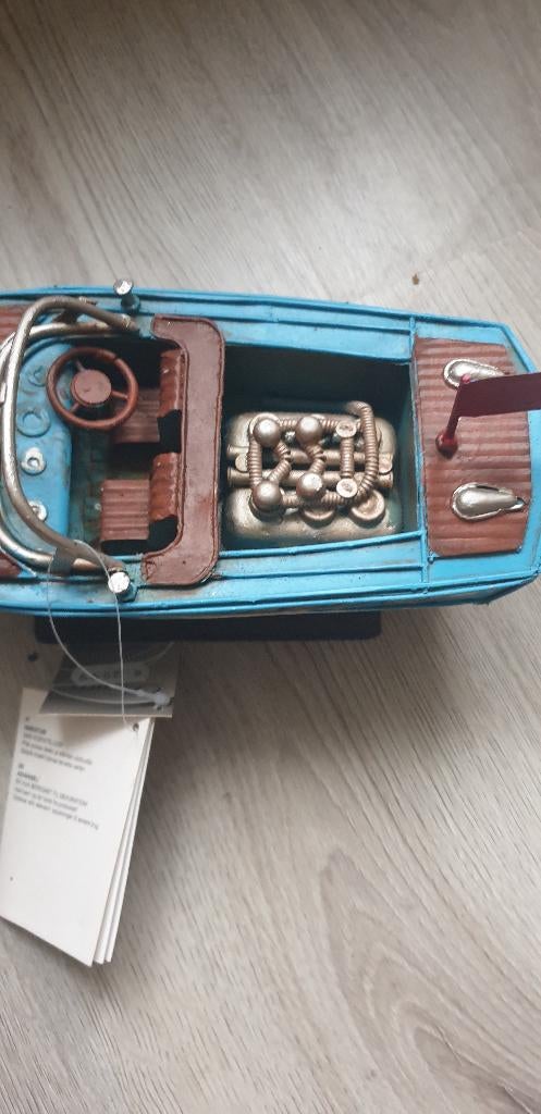 metalen motorboot speed boot sier decoratie blauw, Ophalen of Verzenden, Nieuw