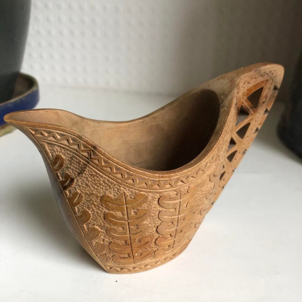 Balkan Houten Beker met Uitgesneden Details, Antiek en Kunst, Ophalen of Verzenden