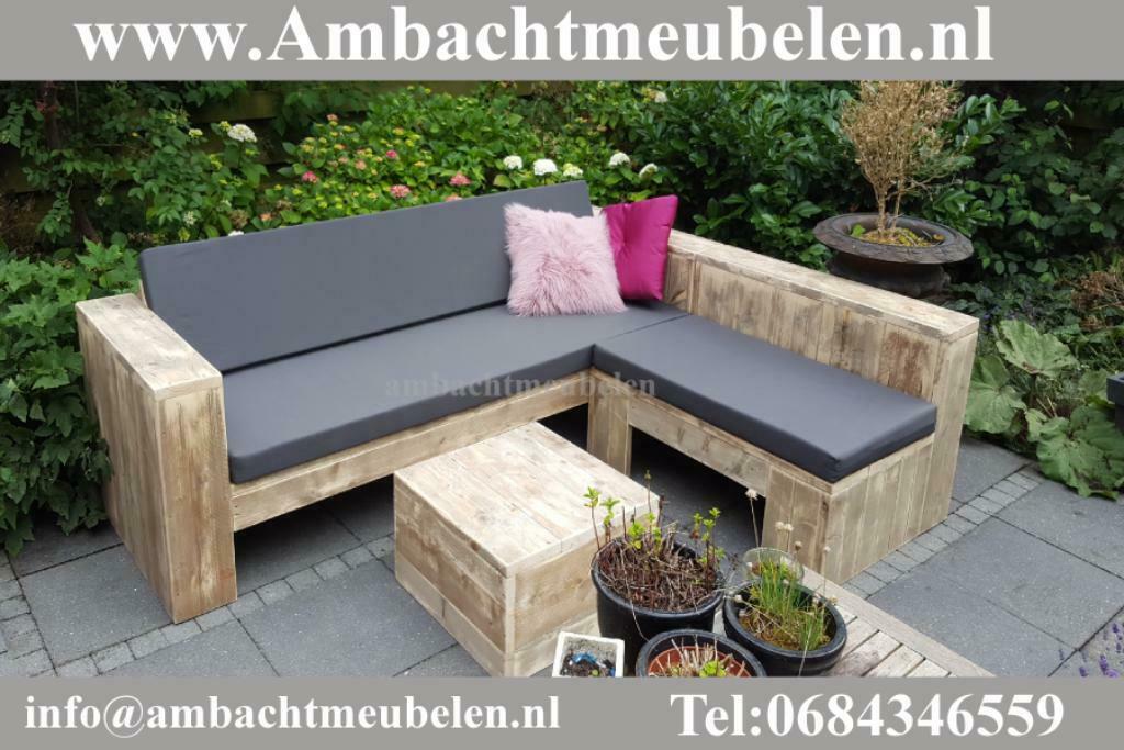 steigerhout Loungeset Tuinbank Hoekbank Bank SHOWROOM OPEN, Verzenden, Bank, Steigerhout, Nieuw