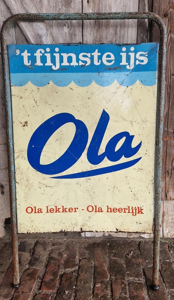 Nostalgisch reclamebord Ola ijs, Ophalen of Verzenden, Reclamebord