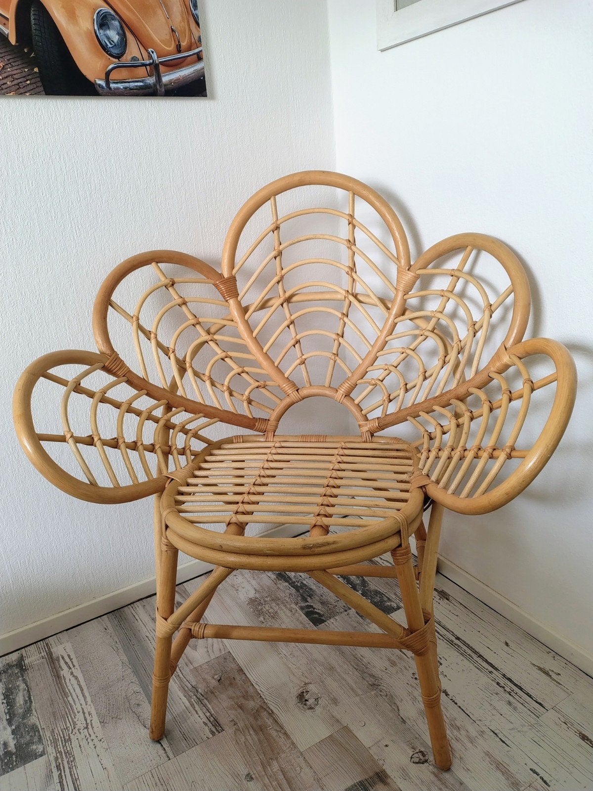 Lotus kuipstoel - rotan - naturel - 97x89x64 cm, Ophalen, Overige kleuren, Riet of Rotan, Zo goed als nieuw
