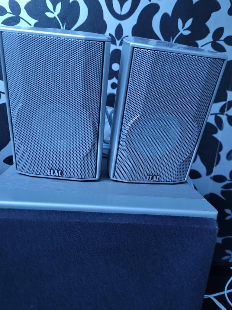 Elac Cinema XL Center en Subwoofer speakerset, Gebruikt, 60 tot 120 watt, Complete surroundset, Ophalen