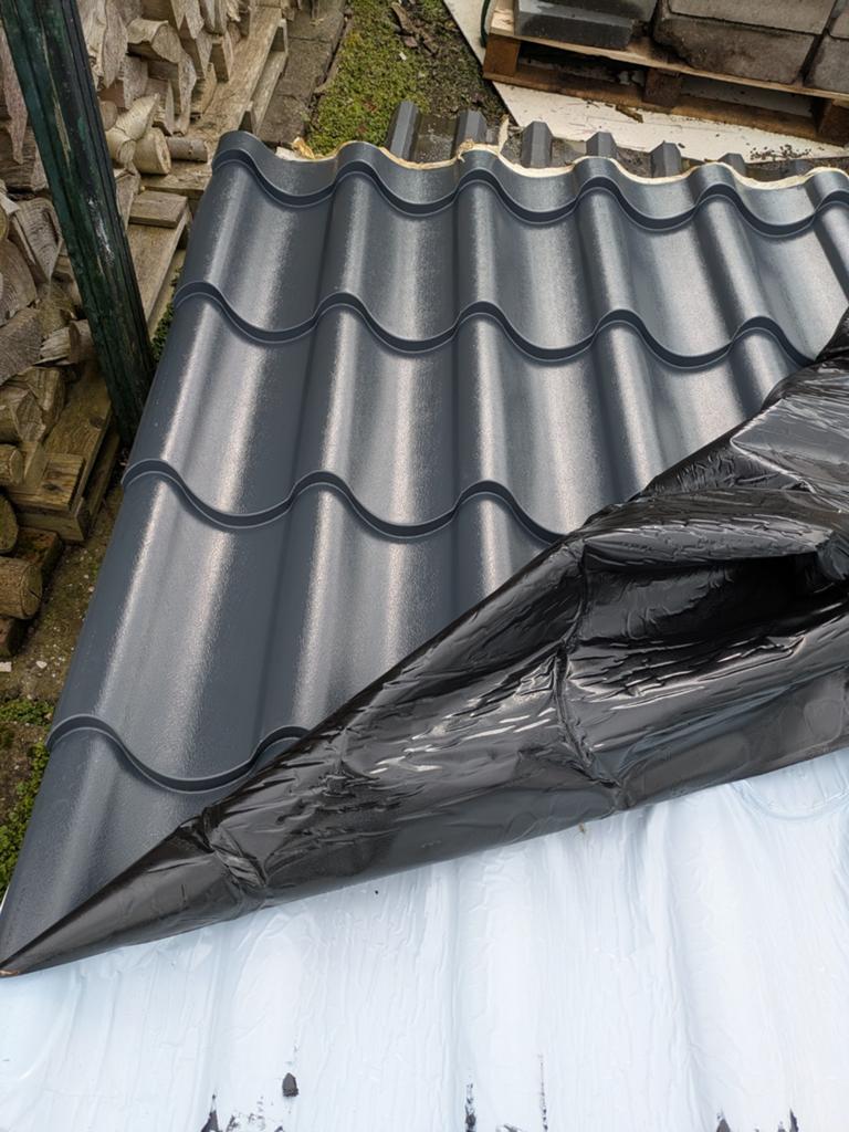 Geïsoleerde dakpanplaten - 3 stuks, 437x100cm, 45mm isolatie, Doe-het-zelf en Verbouw, Dakpannen en Dakbedekking, Dakplaat of Dakpanplaat