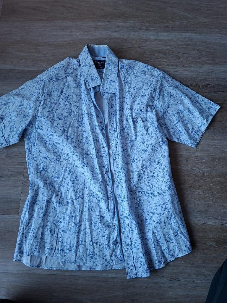 Zomers Corrino Milano Overhemd – Korte Mouwen – Unieke Print, Ophalen of Verzenden, Zo goed als nieuw, Blauw, Halswijdte 43/44 (XL)